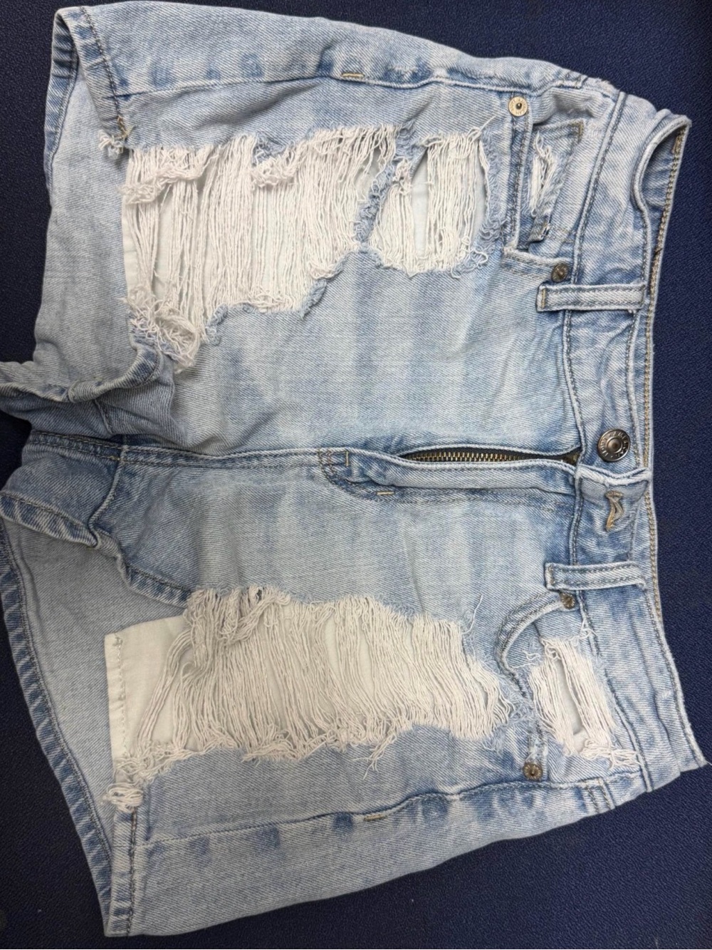 American Eagle Outfitters Light Blue Distressed Denim Shorts